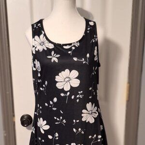 Boho Floral A Line Flowy Swing Sleeveless Midi Dress with Pockets!